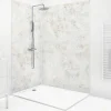 99Deco Lot de 2 panneaux de douche en PVC (90x220 & 120x220 cm) + profilés blanc - New Trashwall - Marron