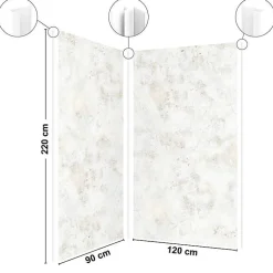 99Deco Lot de 2 panneaux de douche en PVC (90x220 & 120x220 cm) + profilés blanc - New Trashwall - Marron