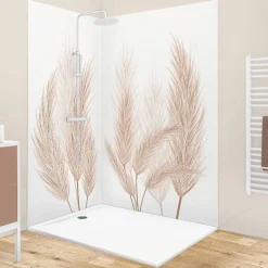 99Deco Lot de 2 panneaux de douche en aluminium (90x220 & 120x220 cm) + profilés blanc - Pampa - Marron* Panneau Mural De Salle De Bains
