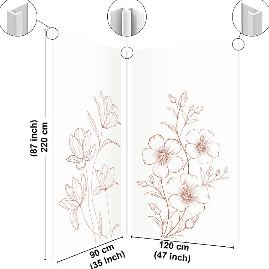 99Deco Lot de 2 panneaux de douche en aluminium (90x220 & 120x220 cm) + profilés blanc - Charme - Terracotta