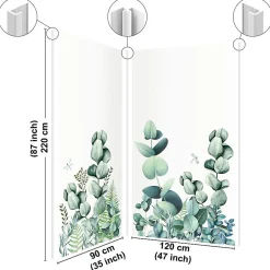 99Deco Lot de 2 panneaux de douche en aluminium (90x220 & 120x220 cm) + profilés blanc - Motif végétal - Vert et Blanc - Quiétude* Panneau Mural De Salle De Bains