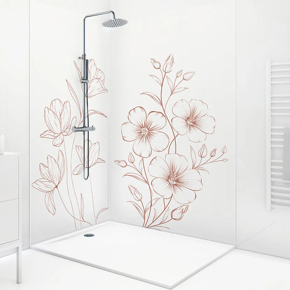 99Deco Lot de 2 panneaux de douche en aluminium (90x220 & 120x220 cm) + profilés blanc - Charme - Blanc* Panneau Mural De Salle De Bains