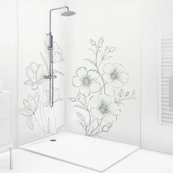 99Deco Lot de 2 panneaux de douche en PVC (90x220 & 120x220 cm) + profilés blanc - Charme - Vert* Panneau Mural De Salle De Bains