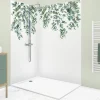 99Deco Lot de 2 panneaux de douche en aluminium (90x220 & 120x220 cm) + profilés blanc - Eucalyptus in Rain - Multicolore