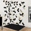 99Deco Lot de 2 panneaux de douche en aluminium (90x220 & 120x220 cm) + profilés blanc - Mix Hexa - Multicolore