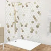 99Deco Lot de 2 panneaux de douche en PVC (90x220 & 120x220 cm) + profilés blanc - Charme - Hexa Bois - Marron