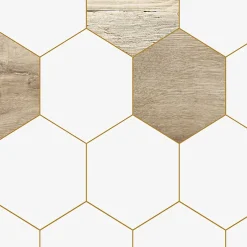99Deco Lot de 2 panneaux de douche en PVC (90x220 & 120x220 cm) + profilés blanc - Charme - Hexa Bois - Marron