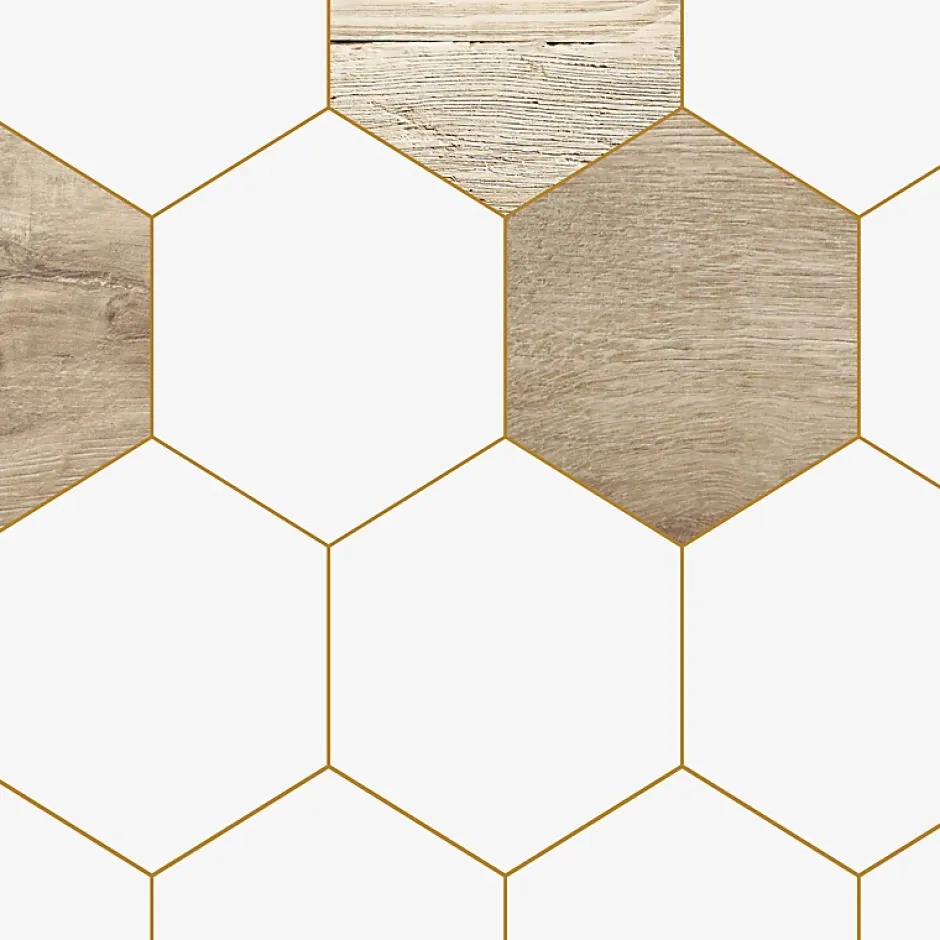 99Deco Lot de 2 panneaux de douche en aluminium (90x220 & 120x220 cm) + profilés blanc - Hexa Bois - Marron* Panneau Mural De Salle De Bains