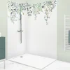 99Deco Lot de 2 panneaux de douche en PVC (90x220 & 120x220 cm) + profilés blanc - Flowers in Rain - Multicolore* Panneau Mural De Salle De Bains