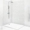 99Deco Lot de 2 panneaux de douche en aluminium (90x220 & 120x220 cm) + profilés blanc - Terrazzo Mineral - Multicolore* Panneau Mural De Salle De Bains