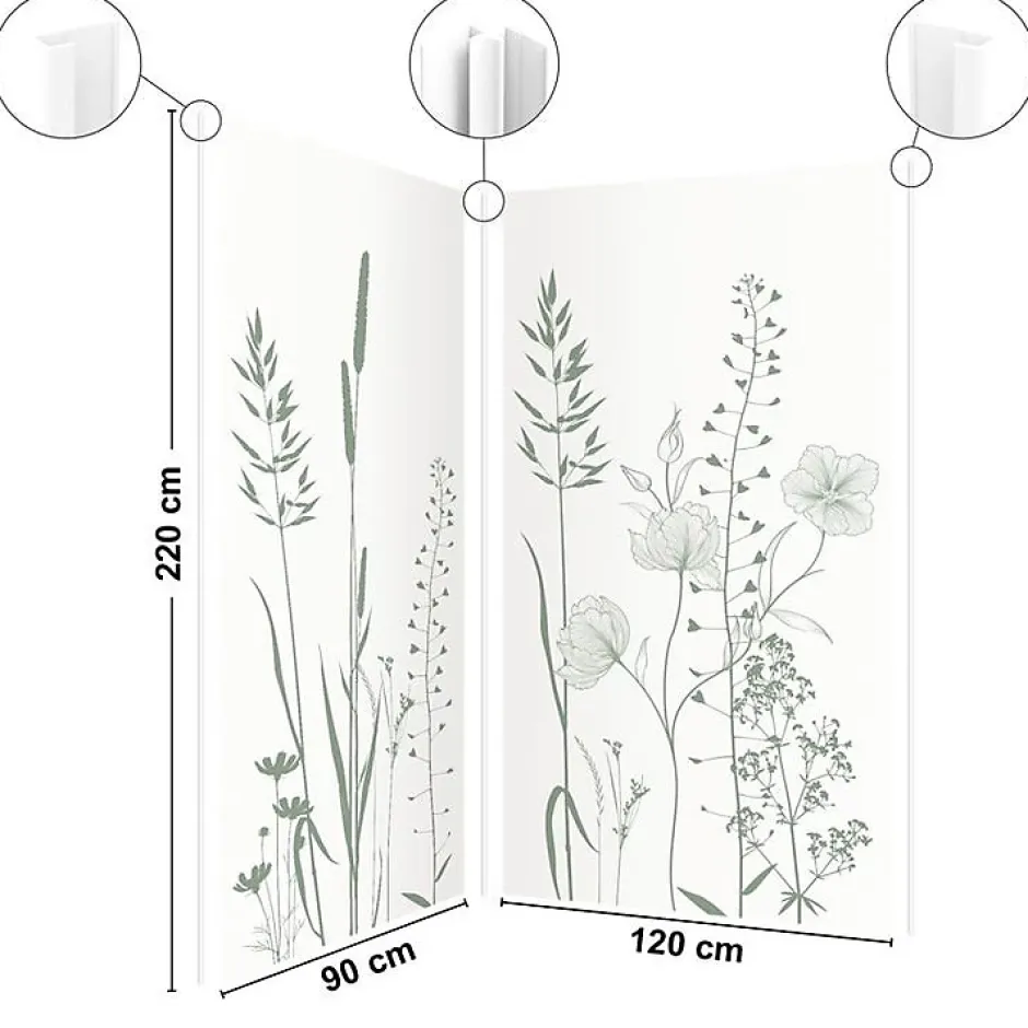 99Deco Lot de 2 panneaux de douche en aluminium (90x220 & 120x220 cm) + profilés blanc - Vegetalist - Vert* Panneau Mural De Salle De Bains