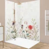 99Deco Lot de 2 panneaux de douche en PVC (90x220 & 120x220 cm) + profilés blanc - Herbier - Multicouleurs* Panneau Mural De Salle De Bains