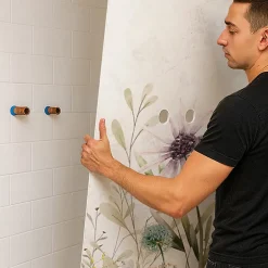 99Deco Lot de 2 panneaux de douche en PVC (90x220 & 120x220 cm) + profilés blanc - Herbier - Multicouleurs* Panneau Mural De Salle De Bains