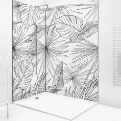 99Deco Lot de 2 panneaux de douche en PVC (90x220 & 120x220 cm) + profilés noir - Lamnar - Noir