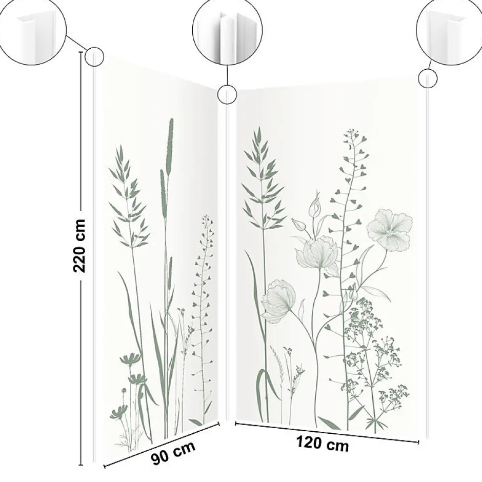 99Deco Lot de 2 panneaux de douche en aluminium (90x220 & 120x220 cm) + profilés blanc - Vegetalist - Marron