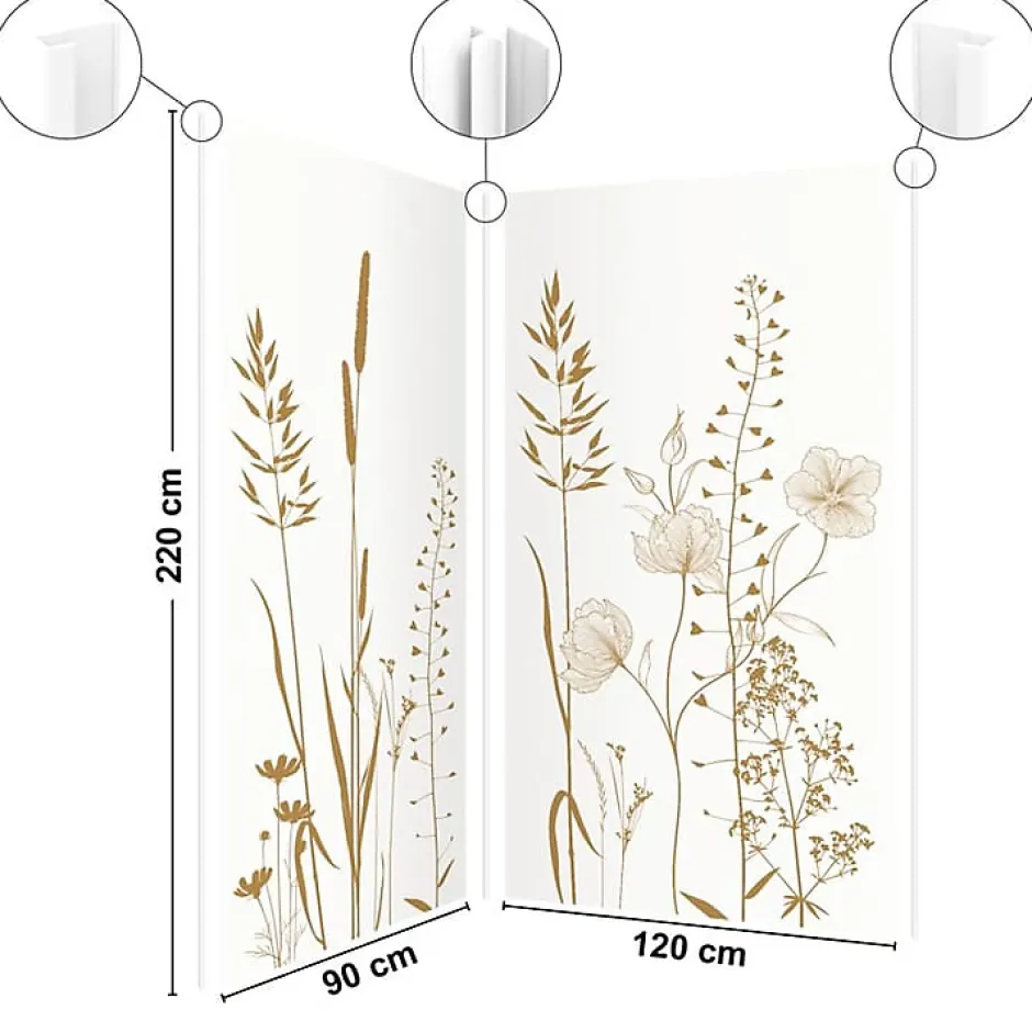 99Deco Lot de 2 panneaux de douche en aluminium (90x220 & 120x220 cm) + profilés blanc - Vegetalist - Marron