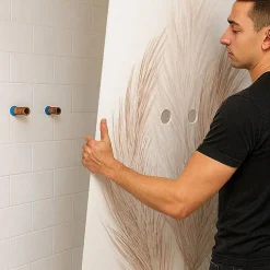 99Deco Lot de 2 panneaux de douche en PVC (90x220 & 120x220 cm) + profilés blanc - Pampa - Marron* Panneau Mural De Salle De Bains