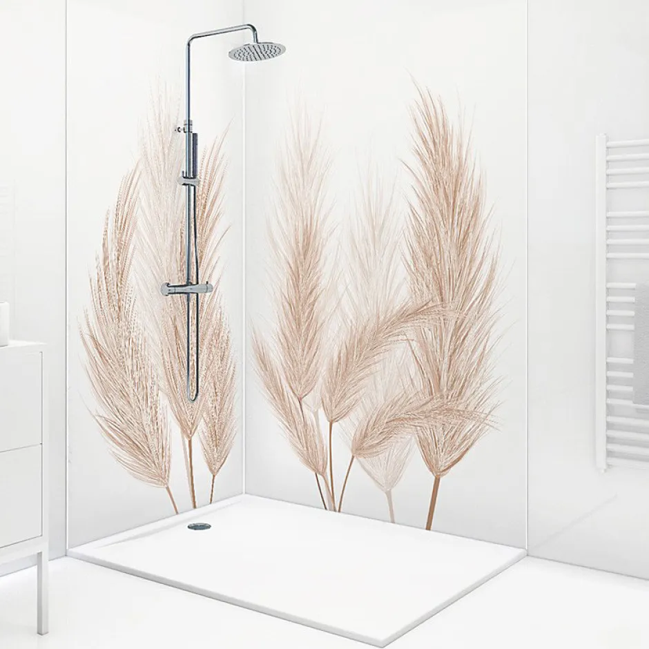 99Deco Lot de 2 panneaux de douche en PVC (90x220 & 120x220 cm) + profilés blanc - Pampa - Marron* Panneau Mural De Salle De Bains