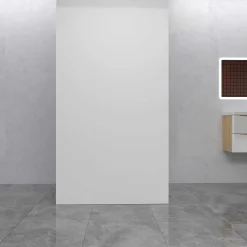 AICA Sanitaire Lot de 2 panneaux muraux de douche Blanc en aluminium avec 1 profilés, L40xL80xH210 cm ,protection murale, antimoisissure* Panneau Mural De Salle De Bains