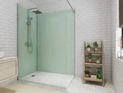 Vente-unique Lot de 2 panneaux muraux de douche vert clair en aluminium avec profilés - L90 x L120 x H210 cm - ITZIAR* Panneau Mural De Salle De Bains