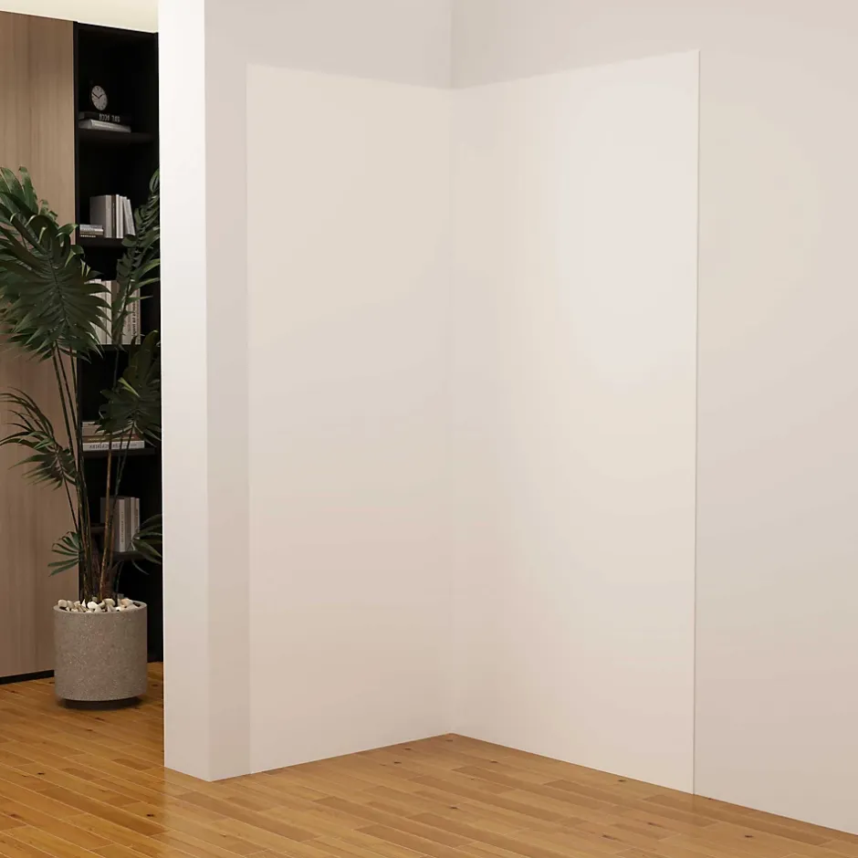 AICA Sanitaire Lot de 2 panneaux muraux de douche blanc mural aluminium avec 3 profiles - L.100 x L.100 x H.210 cm - Étanche,facile à nettoyer