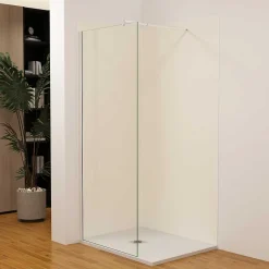 AICA Sanitaire Lot de 2 panneaux muraux de douche Ivoire mural aluminium avec 3 profiles - L.100 x L.120 x H.210 cm - Étanche,facile à nettoyer