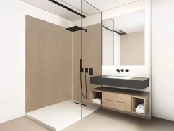 Vente-unique Lot de 2 panneaux muraux de douche effet bois en aluminium avec profilés - L90 x L120 x H210 cm - ENEKO* Panneau Mural De Salle De Bains