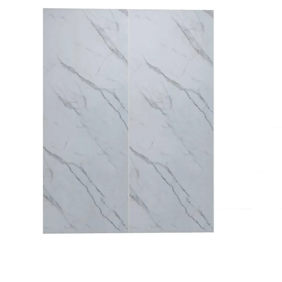 AICA Sanitaire Lot de 2 panneaux muraux de douche effet blanc marbre mural aluminium avec 1 profile - L.80 x L.100 x H.210 cm -facile à nettoyer* Panneau Mural De Salle De Bains