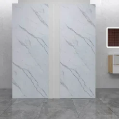 AICA Sanitaire Lot de 2 panneaux muraux de douche effet Marbre en Aluminium avec 1 profilés,L120xL120xH210cm ,Protection murale,Antimoisissure