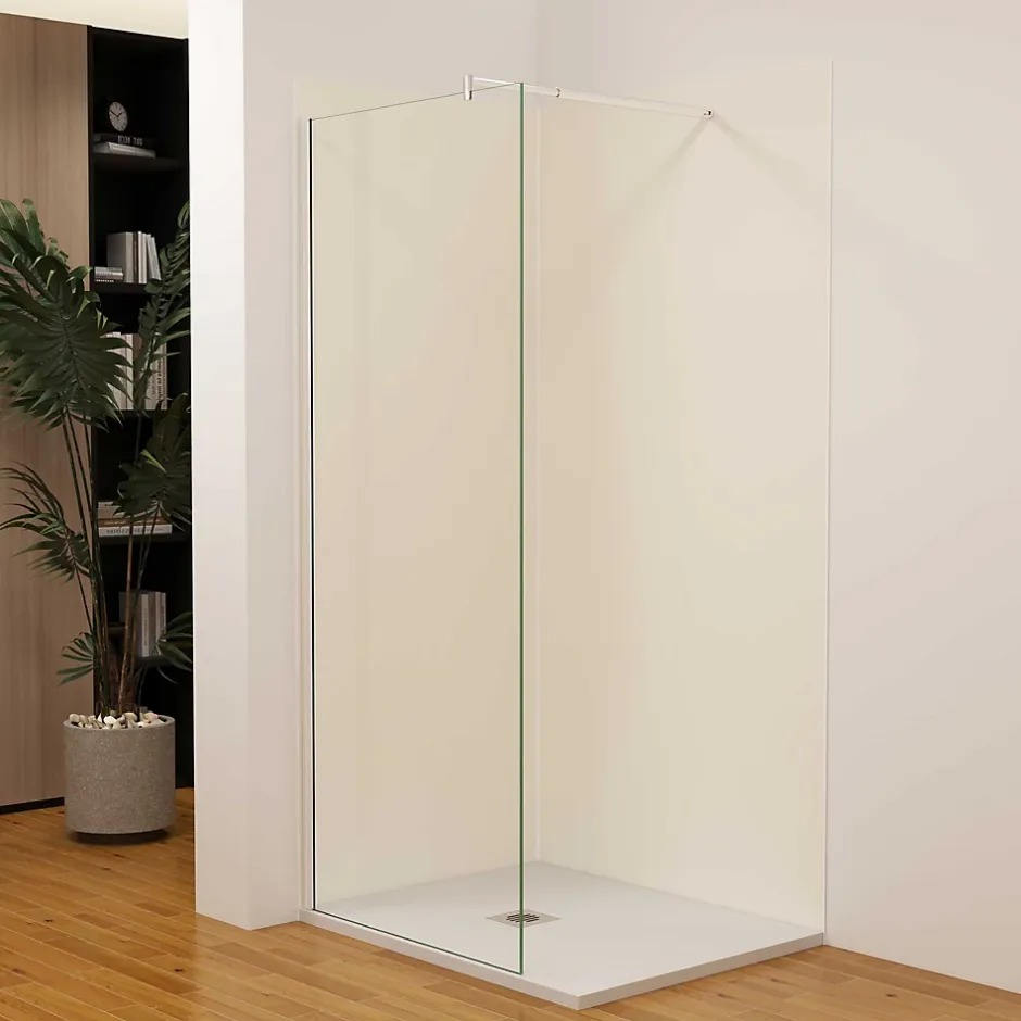 AICA Sanitaire Lot de 2 panneaux muraux de douche Ivoire mural aluminium avec 3 profiles - L.90 x L.120 x H.210 cm - Étanche,facile à nettoyer
