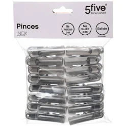 5Five Lot de 16 pinces à linge en inox -