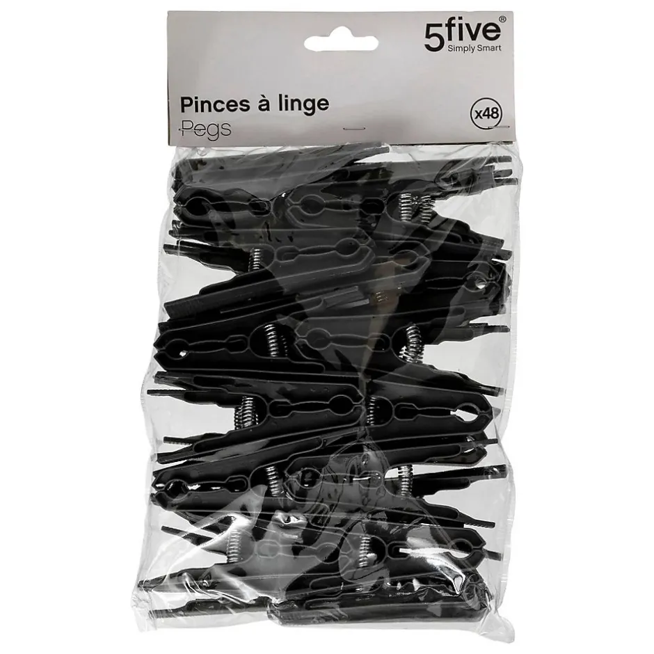 5Five Lot de 48 pinces à linge Noir -* Etendoir À Linge