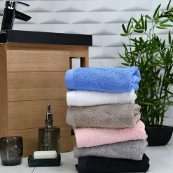 Sensei Maison Lot de 2 serviettes de toilette 500 g/m² Gris Perle 50x90 cm STUDIO