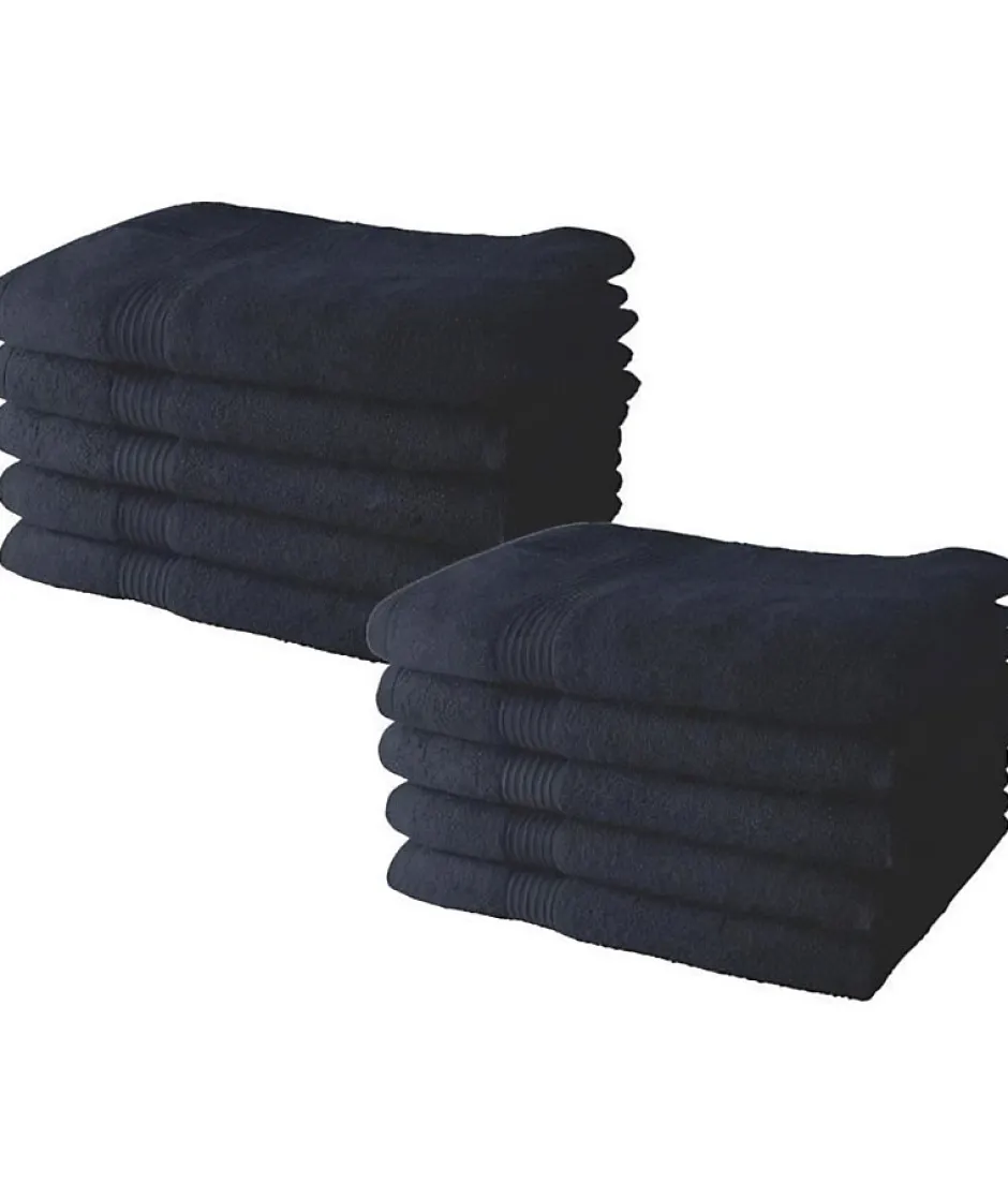 Todays Tools Lot de 10 serviettes de Toilette TODAY 50x90 cm 100% Coton - Navy