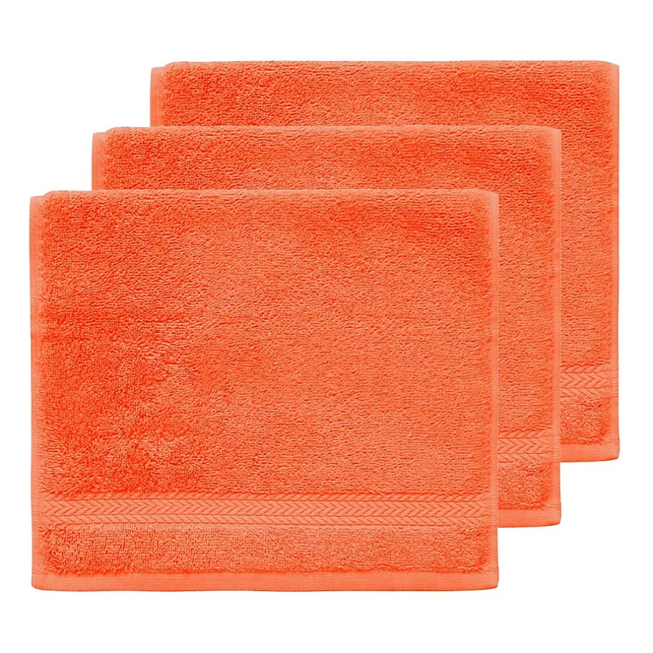 Sensei Maison Lot de 3 serviettes invité 550 g/m² Corail 30x50 cm LUXURY* Serviette De Toilette