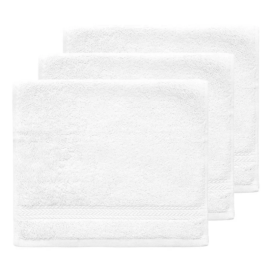Sensei Maison Lot de 3 serviettes invité 550 g/m² Blanc 30x50 cm LUXURY* Serviette De Toilette