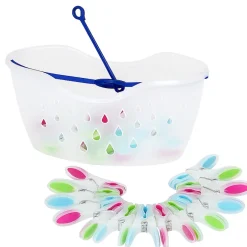 Lot Panier + 24 pinces à linge bi-matière MSV