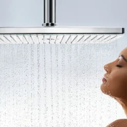 Hansgrohe Lot robinet douche encastré thermostatique Ecostat Square + Douche de tête Raindance E 240 fixation plafond