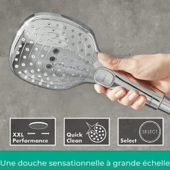 Hansgrohe Lot robinet douche encastré thermostatique Ecostat Square + Douche de tête Raindance E 240 fixation plafond