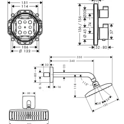 Hansgrohe Lot robinet douche encastré thermostatique Ecostat Square + Douche de tête Raindance E 240* Colonne De Douche Encastrable