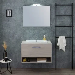 Kiamami Valentina Lotto Meuble De Salle De Bain Mural 80Cm Avec Lavabo Et Miroir