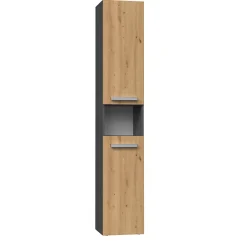 Topeshop LUANA - Meuble salle de bain 2 portes - 31x30x174 cm - Colonne rangement SDB