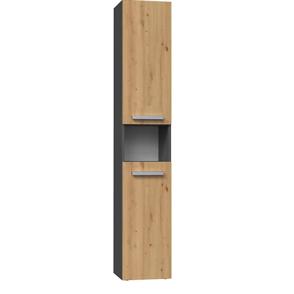 Topeshop LUANA - Meuble salle de bain 2 portes - 31x30x174 cm - Colonne rangement SDB