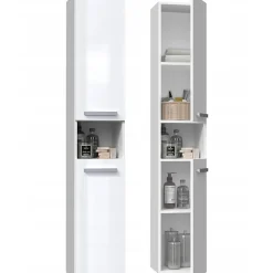 Topeshop LUANA - Meuble salle de bain 2 portes - 31x30x174cm - Colonne rangement SDB* Colonne De Salle De Bains|Meuble De Salle De Bains Faible Profondeur