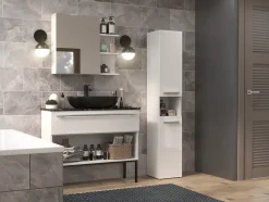 Topeshop LUANA - Meuble salle de bain 2 portes - 31x30x174cm - Colonne rangement SDB* Colonne De Salle De Bains|Meuble De Salle De Bains Faible Profondeur