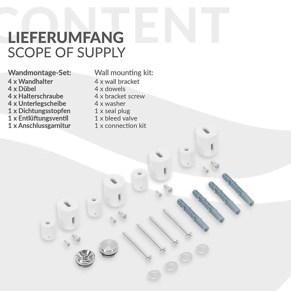 Luxebath Radiateur de Salle de Bain Iron EM 500x1600 mm Blanc Raccord Central au Bas* Sèche-Serviettes Mixte