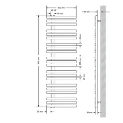 Luxebath Radiateur de Salle de Bain Iron EM 500x1600 mm Blanc Raccord Central au Bas* Sèche-Serviettes Mixte