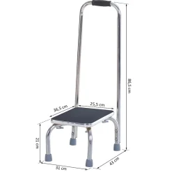 Homcom Marche avec barre d'appui - marchepied de sécurité - marche d'accès au bain - plateforme & patins antidérapants - acier galvanisé* Siège De Douche