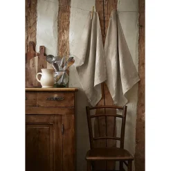 Altobuy MARGAUX - Lot de 2 Torchons Essuie-vaisselle 50x70cm Lin Lavé Sable
