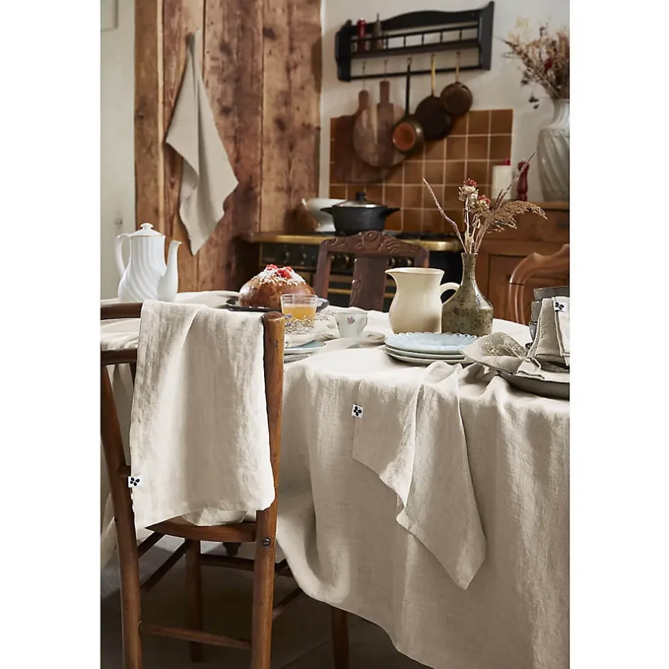 Altobuy MARGAUX - Lot de 2 Torchons Essuie-vaisselle 50x70cm Lin Lavé Sable